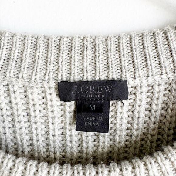 J. Crew Collection Crewneck 100% Wool Lace Detail Sweater Cozy Chic Gray Size M - Picture 2 of 13